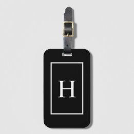 Black and White Elegant Monogram Luggage Tag Gepäckanhänger
