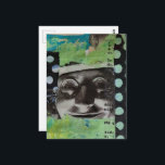 Black and White Face With Polka Dots Collage Postkarte<br><div class="desc">A collage made and photographed by Angelandspot in the year 2026 with vintage images from a magazine from 1968,  bits of paper from a book from 1950,  and a 1980s era textbook,  with a bit of green and yellow in the background</div>