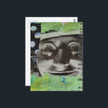 Black and White Face With Polka Dots Letters Postkarte<br><div class="desc">A collage made and photographed by Angelandspot in the year 2026 with vintage images from a magazine from 1968,  bits of paper from a book from 1950,  and a 1980s era textbook,  with a bit of green and yellow in the background</div>