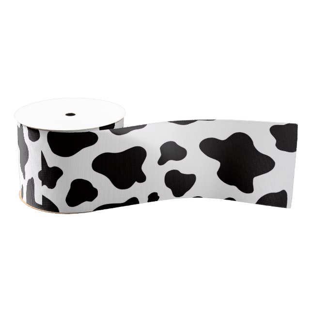 Black and white Faux Cowhide  Ripsband (Spule)