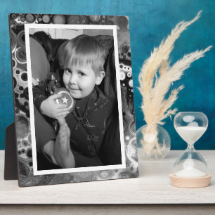 Black and White Faux Marble Photo Plaque Fotoplatte