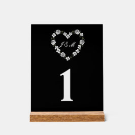 Black and White Floral Heart Acrylic Wedding Acrylschild