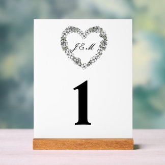 Black and White Floral Heart Acrylic Wedding Sign Acrylschild