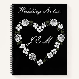 Black and White Floral Heart Wedding Notebook  Notizbuch