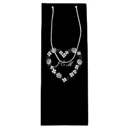 Black and White Floral Wedding Wine Gift Bag Geschenktüte Für Weinflaschen