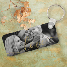 Black and White Foto Elegant Gold Script Love
