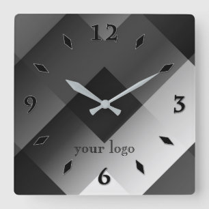 Black and white geometric personalized quadratische wanduhr