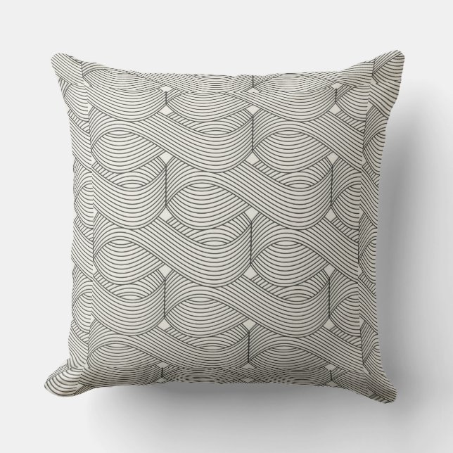 Black and White Geometric Throw Pillow Kissen (Vorderseite)