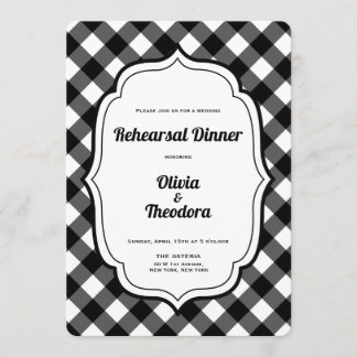 Black and White Gingam Rehearsal Dinner Invitation Einladung