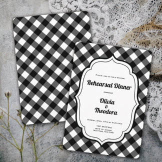 Black and White Gingam Rehearsal Dinner Invitation Einladung