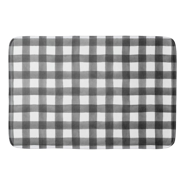 Black and White Gingham Buffalo Karo Kariert Badematte (Vorderseite)