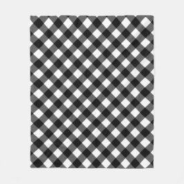 Black and White Gingham Check Fleece Blanket