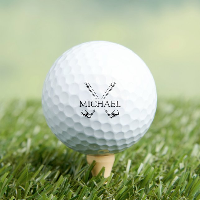 Black and White Golf Clubs with Name Golfball (Von Creator hochgeladen)