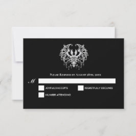 Black and white Gothic Halloween Wedding RSVP Card Karte