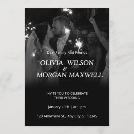Black and White Gradient Wedding Invitation Einladung