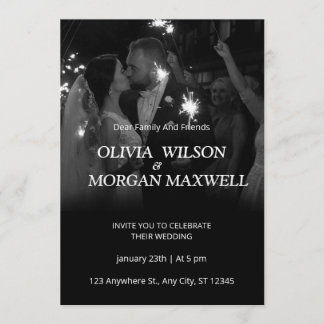Black and White Gradient Wedding Invitation Einladung