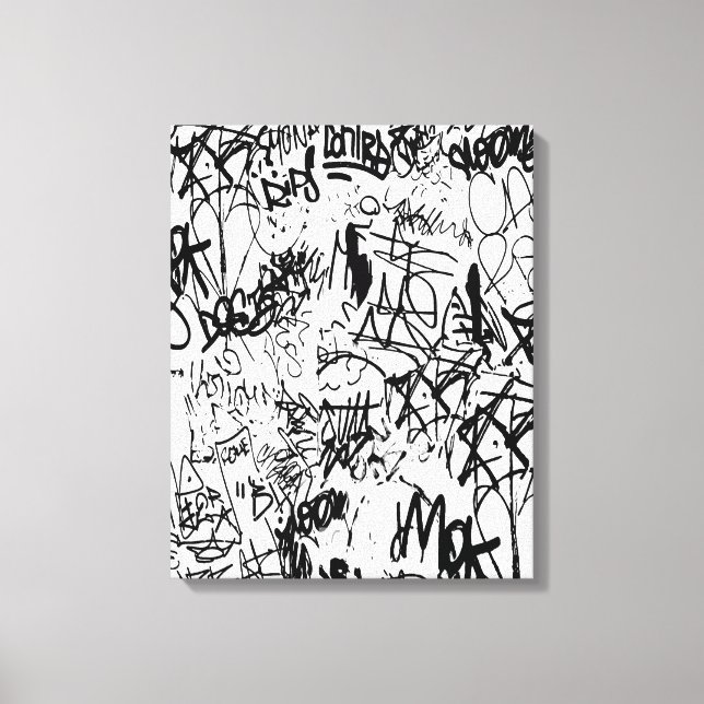 Black and White Graffiti Abstract Collage Leinwanddruck (Vorderseite)