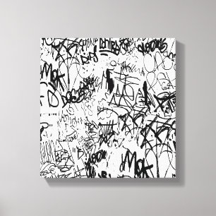Black and White Graffiti Abstract Collage Leinwanddruck
