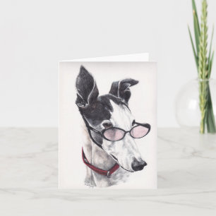 Black and White Greyhound Dog Art Note Card Karte