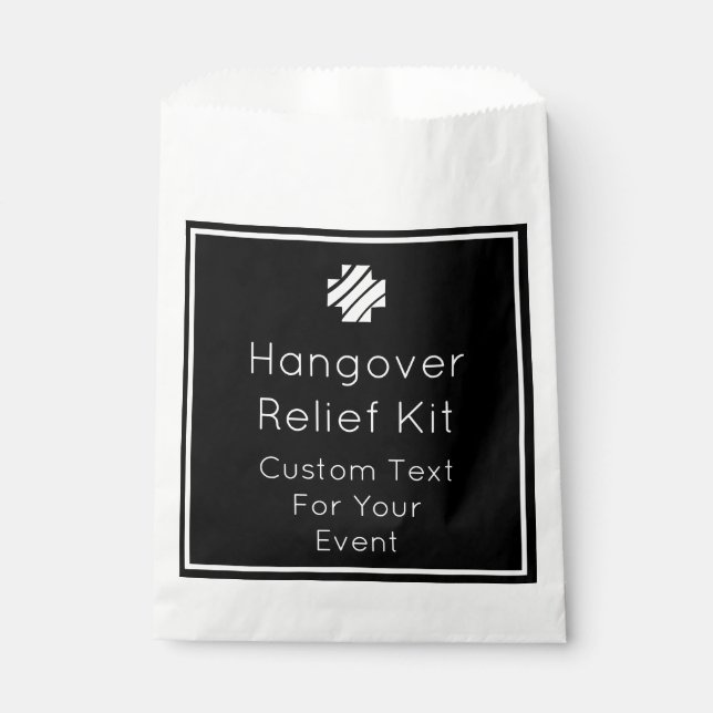 Black and White Hangover Relief Kit Fahnen Geschenktütchen (Vorderseite)