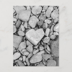 Black and White Heart Rock Postkarte