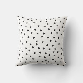 Black and White Hearts Pattern Monochrome Kissen