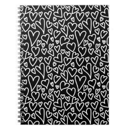 Black and White Hearts Printed Cover Notebook Notizblock