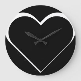black and white – Herz ♥ Heart Große Wanduhr