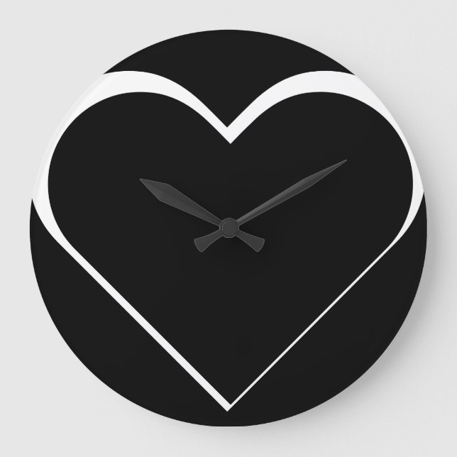 black and white – Herz ♥ Heart Große Wanduhr (Vorderseite)