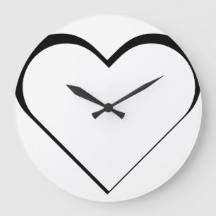 Black and White - Herz Heart Große Wanduhr