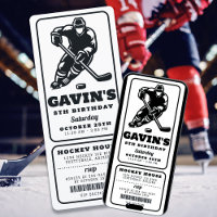 Black and White Hockey Ticket Sport Geburtstagspar