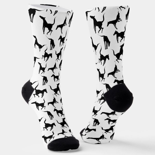Black and White Horse Pattern Socken (Gewinkelt)