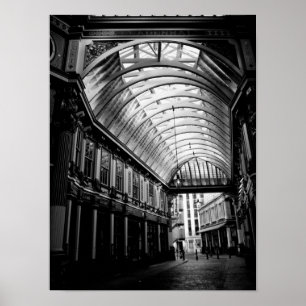 Black and white image of Leadenhall Market London Poster