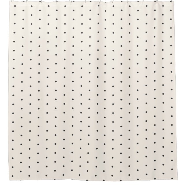 Black and White Ivory Polka Dot Pattern Retro  Duschvorhang (Vorderseite)