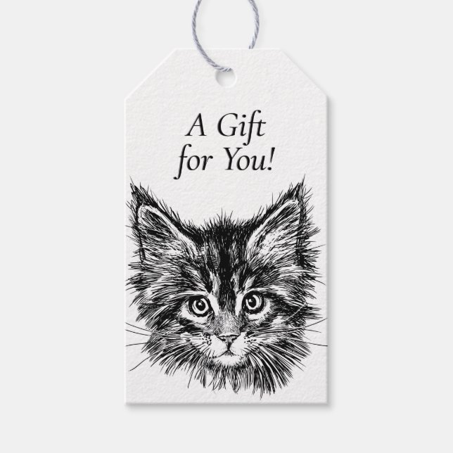 Black and White Kitten Face - ein Geschenk für Sie Geschenkanhänger (Vorderseite)
