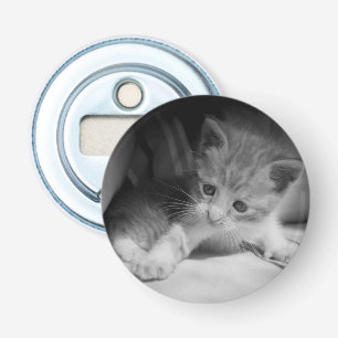 Black and White Kitten Fotograph Flaschenöffner