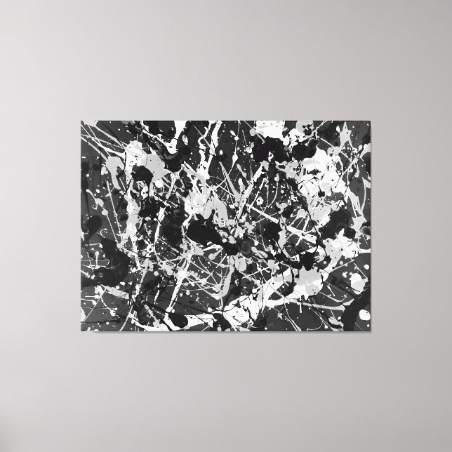 BLACK AND WHITE L V - Action painting -Abstrakt- Leinwanddruck (Vorderseite)