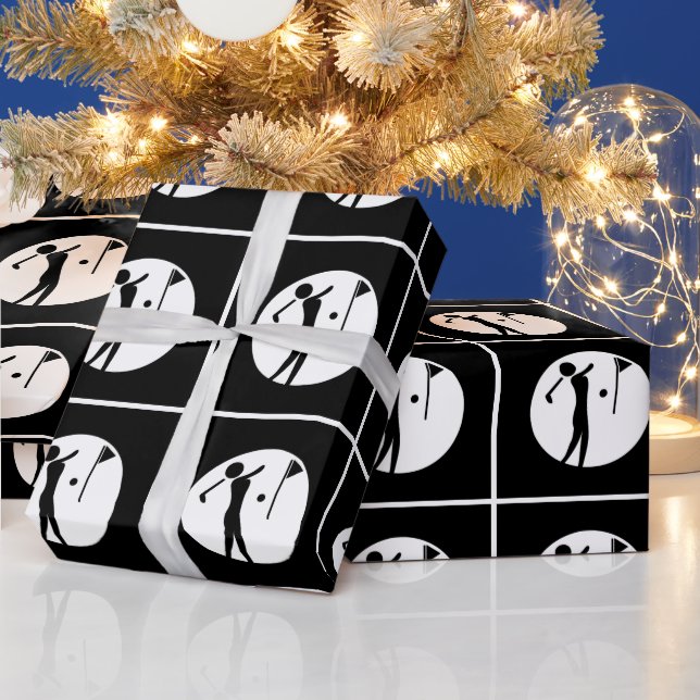 Black and White Lady Golf Wrapping Paper für sie Geschenkpapier (Feiertage)