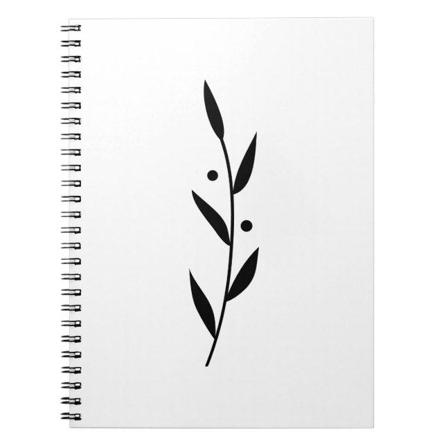 Black and White Leaf Branch Clean Botanical  Notizblock (Vorderseite)