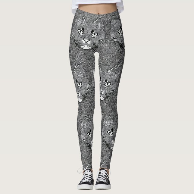 Black and White leggings for Cat Lovers (Vorderseite)