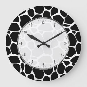Black And White Leopard Pattern Große Wanduhr