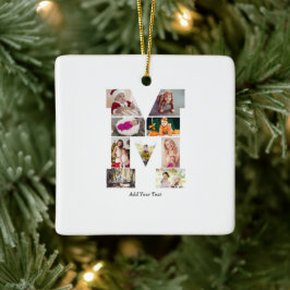 Black and White Letter M Photo Collage Keramikornament