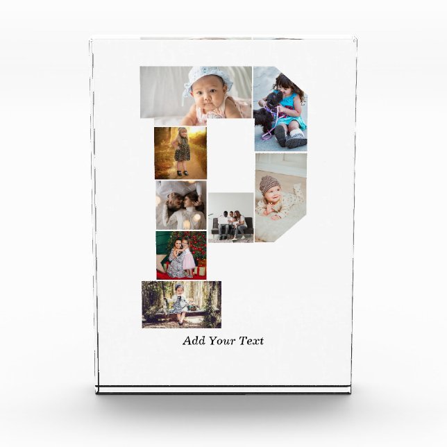 Black and White Letter P Photo Collage Fotoblock (Vorderseite)