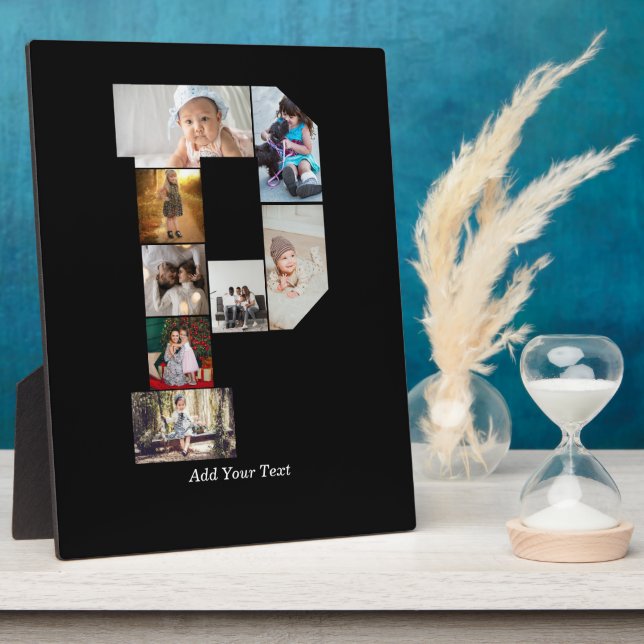 Black and White Letter P Photo Collage Fotoplatte (Seite)