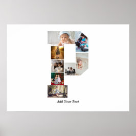 Black and White Letter P Photo Collage Poster