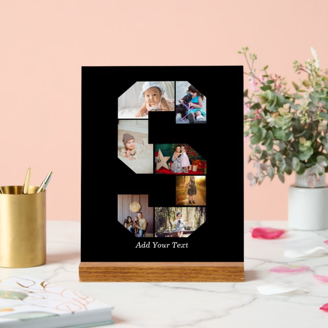 Black and White Letter S Photo Collage Acrylschild (Hochzeit)