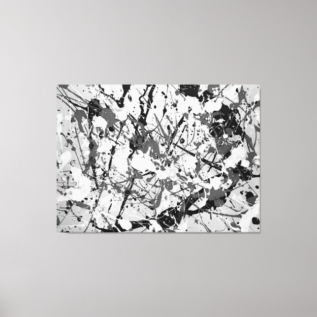 BLACK AND WHITE LIV - Action painting - Abstrakt- Leinwanddruck (Vorderseite)