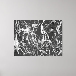 BLACK AND WHITE LIX - Action painting - Abstrakt- Leinwanddruck