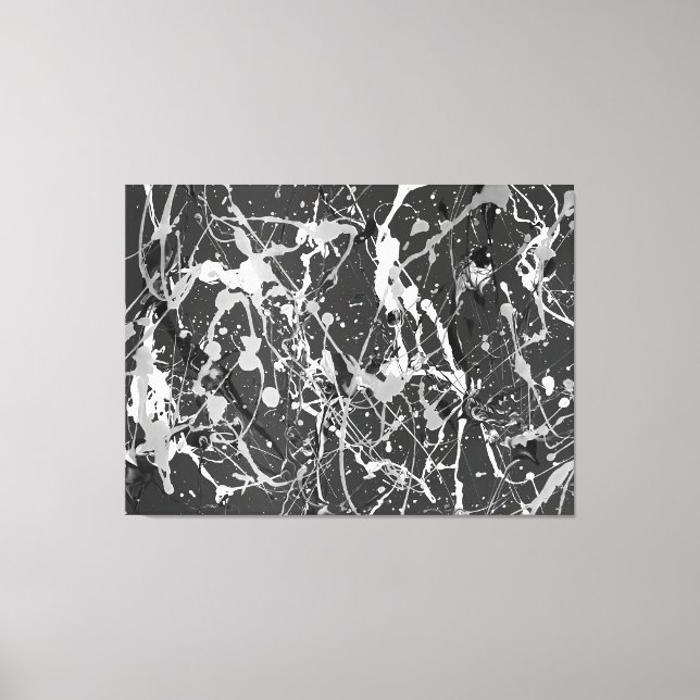 BLACK AND WHITE LIX - Action painting - Abstrakt- Leinwanddruck (Vorderseite)