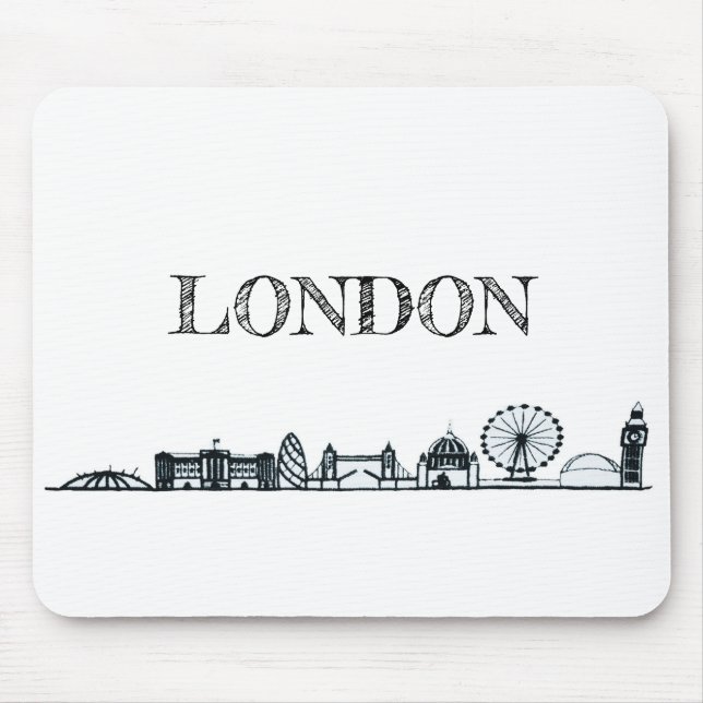 Black and White London Skyline Mousepad (Vorne)